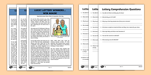 Lottery Win Newspaper Report Differentiated Reading Comprehension Activity