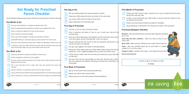 Get Ready For Preschool Parent Checklist Teacher Made Get Ready For Preschool Parent Checklist Teacher Made