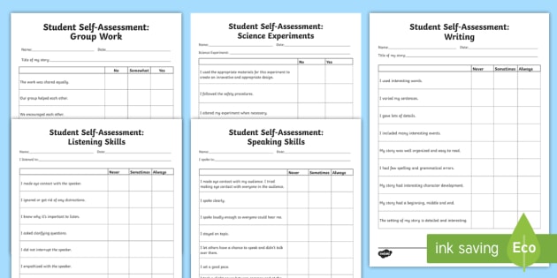 Examples Of Student Self Assessments