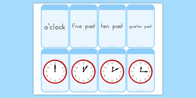 Time Telling Printable Flashcards