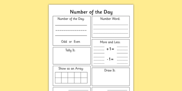 Number Of The Day Worksheet