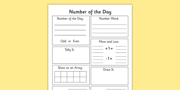 Number of the Day Worksheet - KS1 Maths Resource - Twinkl