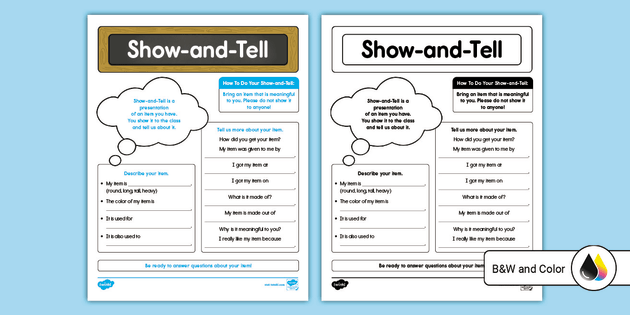 Show-and-Tell Worksheet for ELL