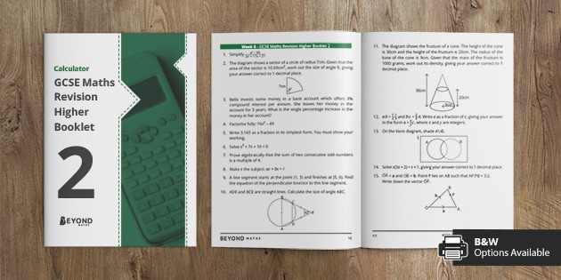 Gcse Maths Revision Booklet 2 Higher Level Beyond