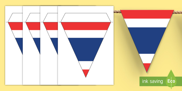 Thailand 5M Triangle Flag Bunting Triangular 12 Flags 