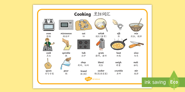 Cooking Word Mat - English/Mandarin Chinese (teacher Made)