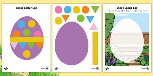 easter egg 2d shape worksheet / activity sheets