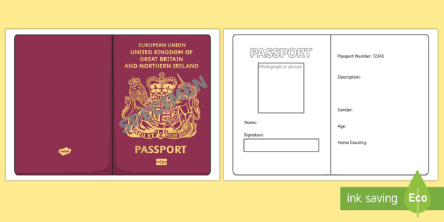 Cursive Uk Passport Template Teacher Made