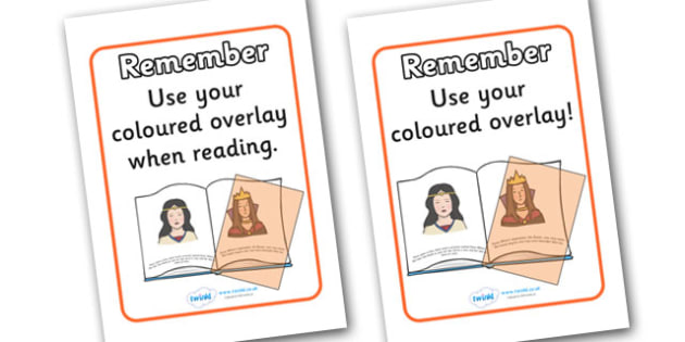 FREE! Dyslexia Coloured Overlay Reminder Poster