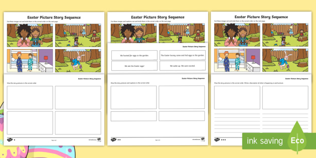 Easter Picture Story Sequence Differentiated Worksheets
