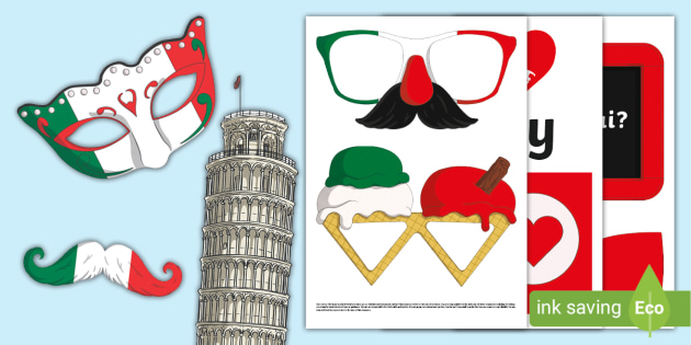 Italian photo booth props discount