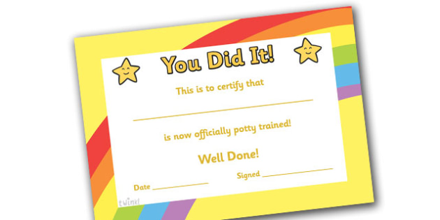 FREE Potty Training Certificate (teacher made)