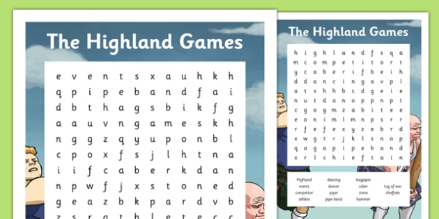 Highland Games Word Search (teacher made)