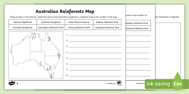 Australian Rainforests Maps | Primary Geography Resource