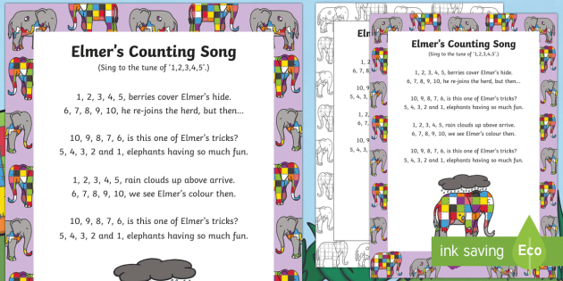 Elmer's Counting Song - Elmer, David McKee, colour, patchwork