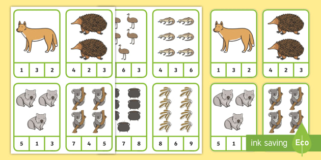 Peg Counting 1-10 Number Cards to Support Teaching on The Stew