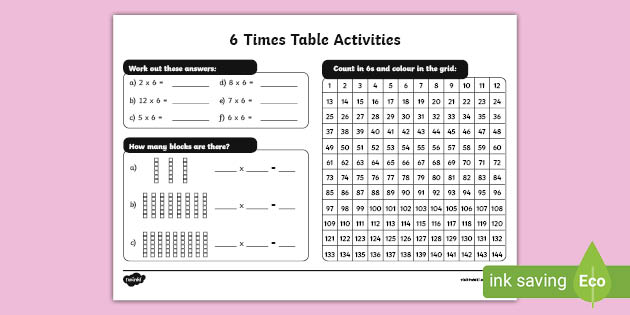 6 Times Tables Ks2 Worksheet Activity Primary Resources