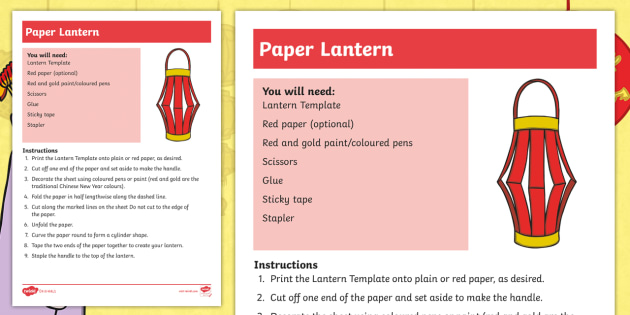 Lantern Template For Chinese New Year Craft Instructions
