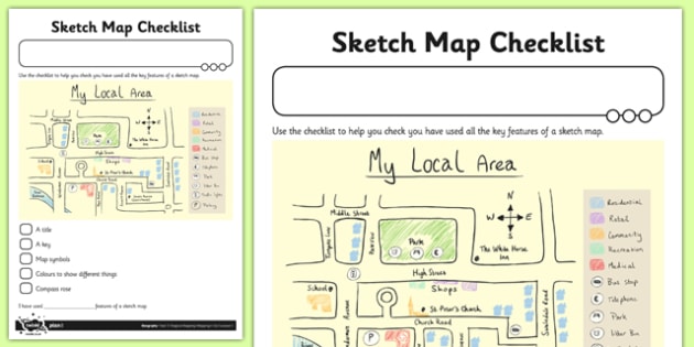 Sketch Map Of My Location Sketch Map Checklist Worksheet / Worksheet (Teacher-Made)