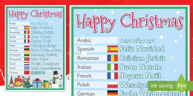 FREE Mixed Language Happy Christmas Display Signs