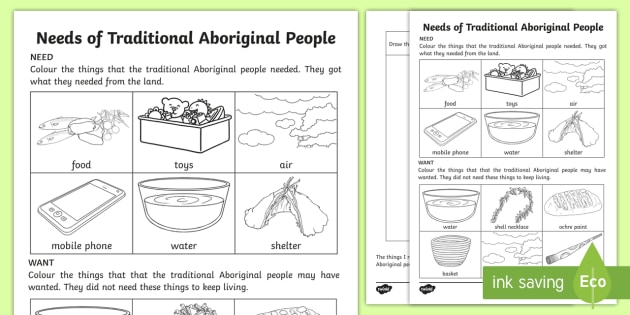 needs-of-traditional-aboriginal-people-worksheet