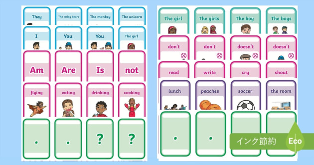 英語 Be動詞活用カード Be動詞の構文や活用形の練習に