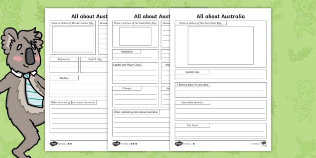 Write a fact file about australia image