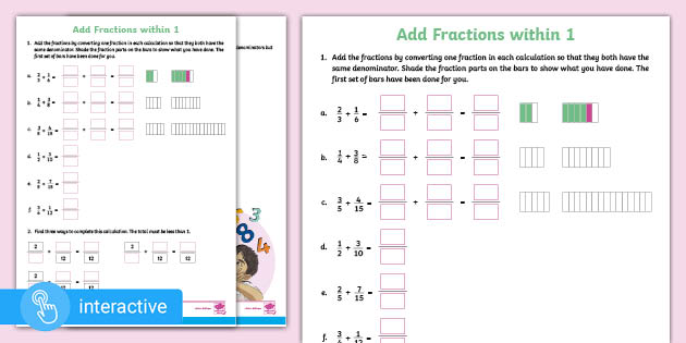 adding fractions worksheets with answers y5 white rose