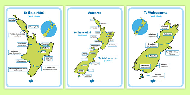 Map Of New Zealand With Maori Place Names Nz Aotearoa