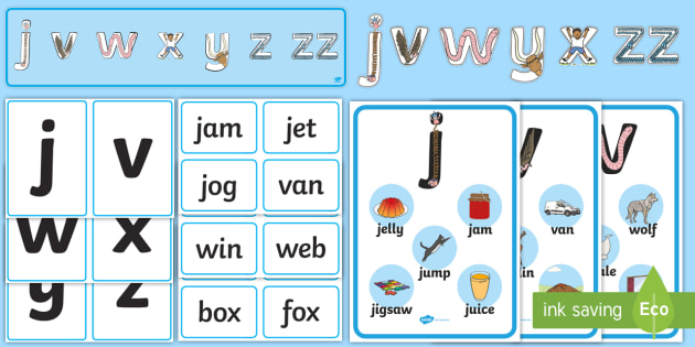 J V W X Y Z Zz Phonics Display Pack Teacher Made