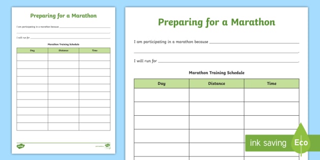 Preparing for a Marathon Worksheet (teacher made)