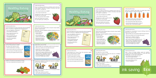 LKS2 Healthy Eating Maths Mastery Challenge Cards