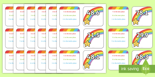 Place Value Matching Game Decimal Numbers