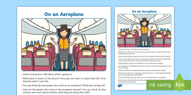 On an Airplane Oral Language Worksheet / Worksheet