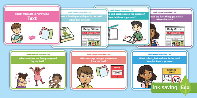 Health Messages in Advertising - Text Question Cards