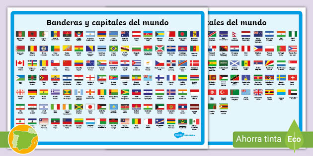 1art1 Banderas Del Mundo Póster XXL Nombres De Paises Y Capitales, En  Español Cartel 120x80 cm : : Hogar y cocina