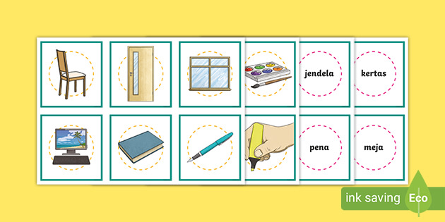 Classroom Objects Matching Cards Indonesian Teacher Made