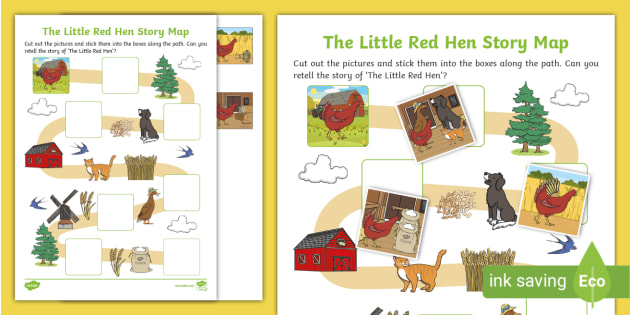 Sobriquette Urter Bug Little Red Hen Cut and Stick Story Map Activity - Twinkl