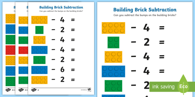 building brick subtraction worksheet worksheets