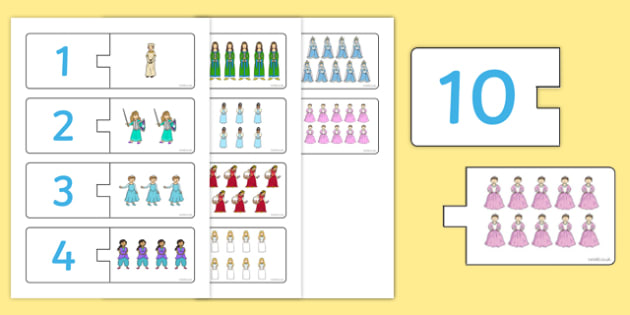 Princess Themed Counting Matching Puzzle