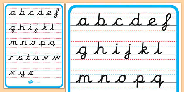 Alphabet showing the forward order of stroke sequences. The table