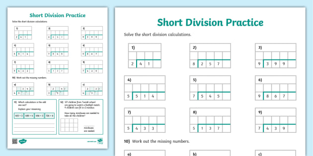 Year 5 Division Practice Activity Sheet (Teacher-Made)