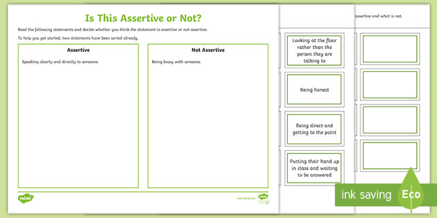 is this assertive behavior or not sorting activity