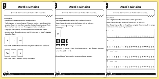 Writing Division Sentences Differentiated Worksheet ...