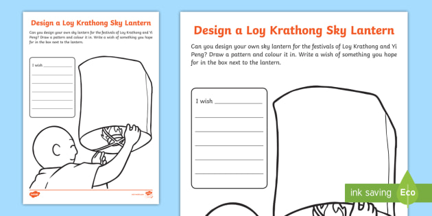 Design A Loy Krathong Sky Lantern Worksheet Teacher Made