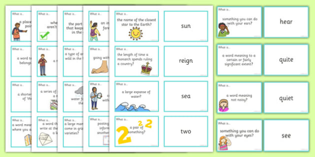 Homophones Question Matching Cards