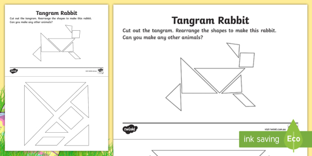 Easter Tangram Rabbit Form Sorting Worksheet - designs image relating to Tangram Shapes Printable named Easter Tangram Rabbit Condition Sorting Worksheet - designs