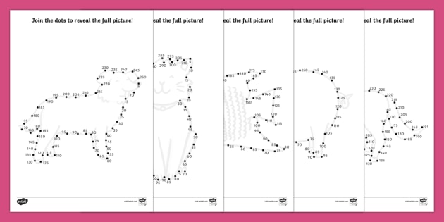 Counting In 5s Dot To Dot Sheets Animals Teacher Made