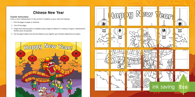 Chinese New Year Collaborative Art Pack | Coloring | Twinkl