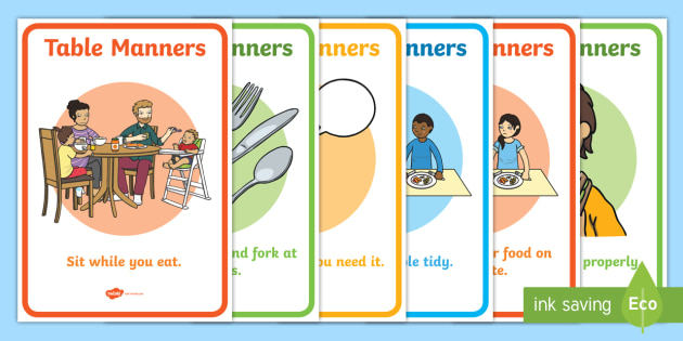 Table Manners Rules Display Posters SEN (teacher made)